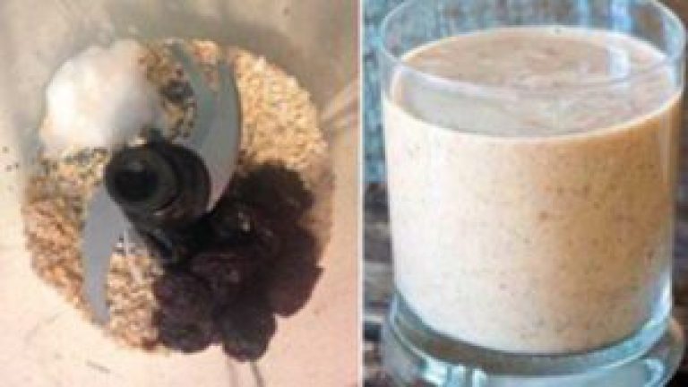 Batido de ciruela pasas y Avena para aplanar el abdomen.